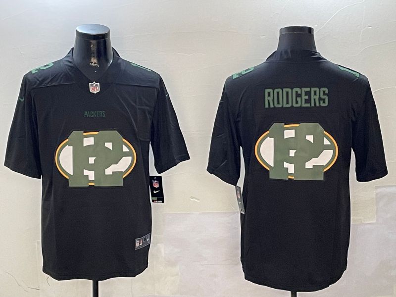 Men Green Bay Packers #12 Rodgers Black 2024 Nike Limited NFL Jersey style 0102